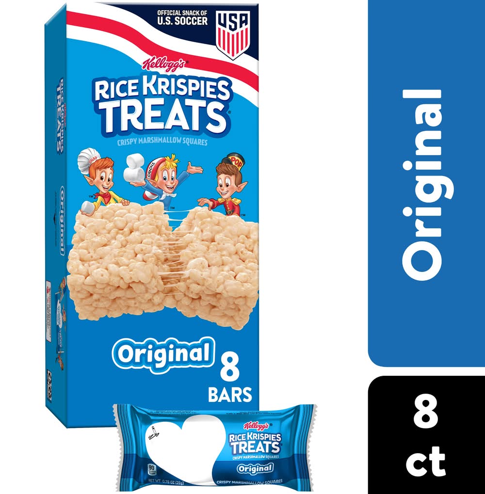 Kellogg's Rice Krispies Treats Crispy Marshmallow Squares Bars, Original (8 x 0.78 oz)