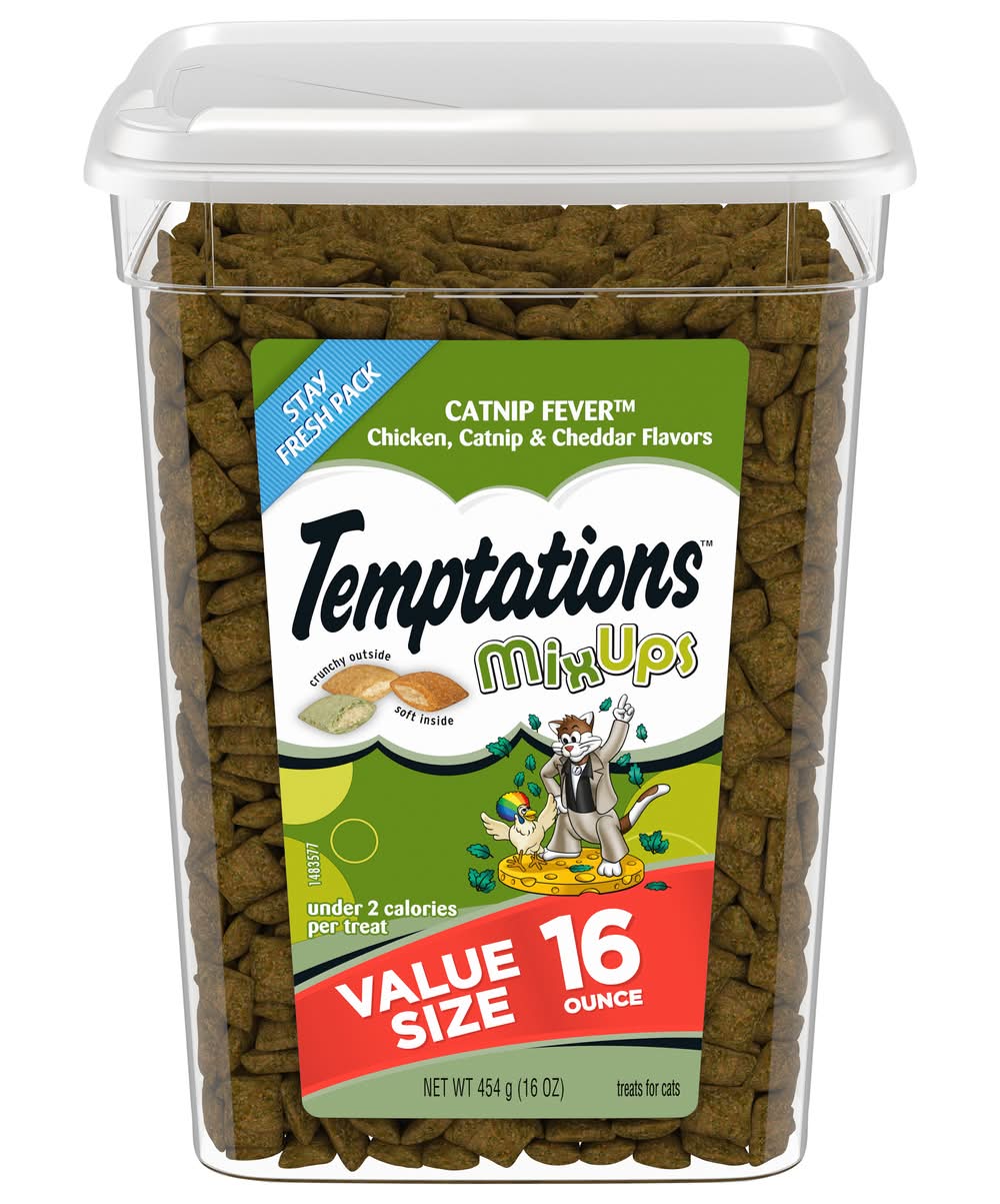 Temptations Mixups Catnip Fever Cat Treats, Chicken Catnip & Cheddar (16 oz)