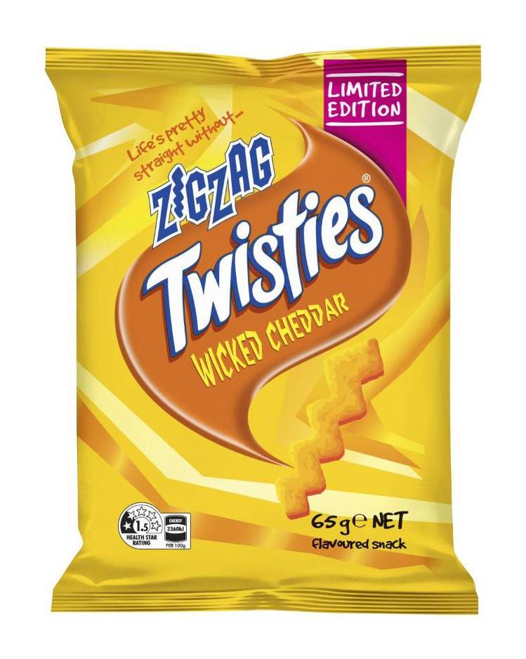Twisties Limited Edition Zig Zag Chips, Wicked Cheddar (65g)