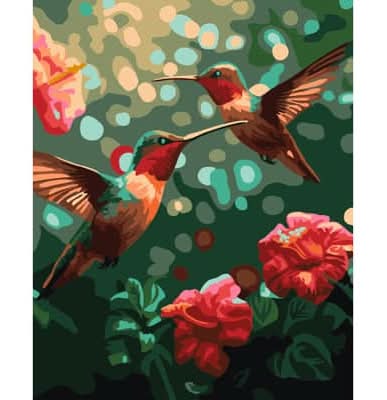 Artist's Loft Hummingbirds Paint By Number Kit With Wood Display Hanger, 8x10 in