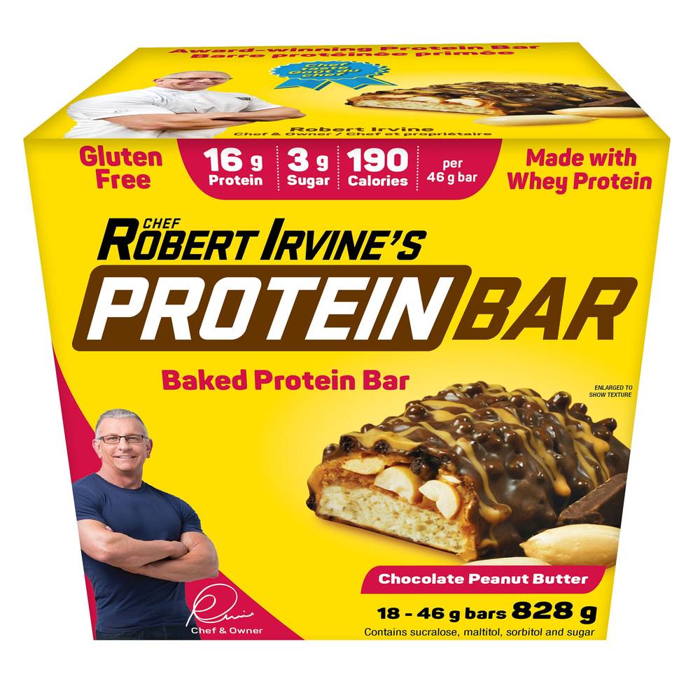 Chef Robert Irvine'S - Barres Protéinées Cuites Au Four, Beurre D'Arachide Et Chocolat, 18 × 46 G / Chef Robert Irvine'S Baked Protein Bars, Chocolate Peanut Butter, 18 × 46 G