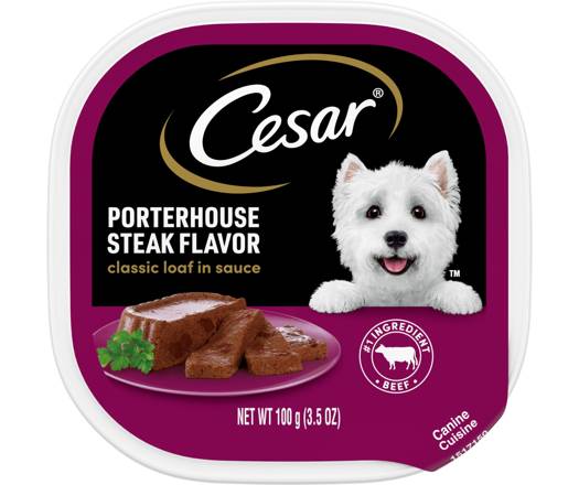 Cesar Porterhouse Steak Flavor Loaf in Sauce Wet Dog Food 3.5oz Can