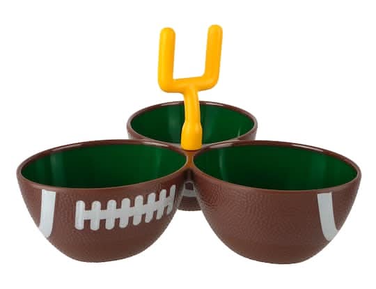 Celebrate It Melamine Football Bowl Server Set, 9.4x9.4 in, Brown & White (3 ct)
