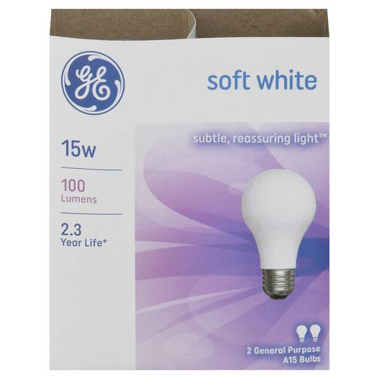 Ge 15w Soft White Light Bulb (2 ct )
