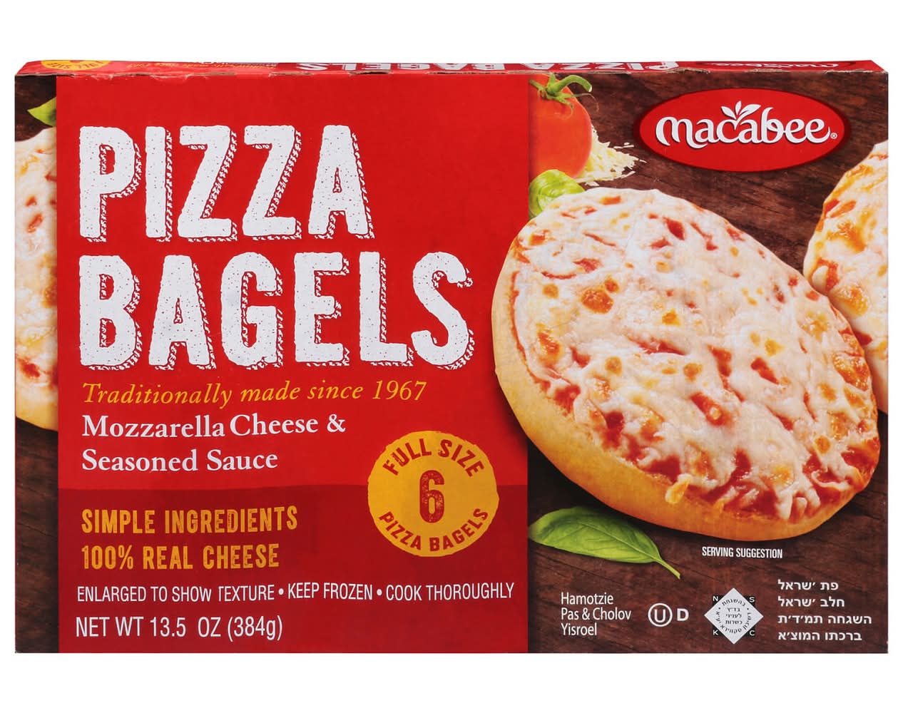 Macabee Pizza Bagels, Mozzarella Cheese & Seasoned Sauce