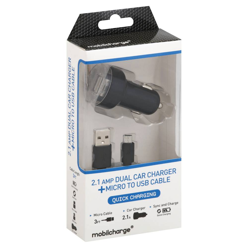 MobilCharge 2.1 Amp Dual Car Charger + Micro To Usb Cable (1 ct)