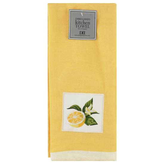 Dii 18 X 28 Inches Embellished Lemon Sliced Kitchen Towel