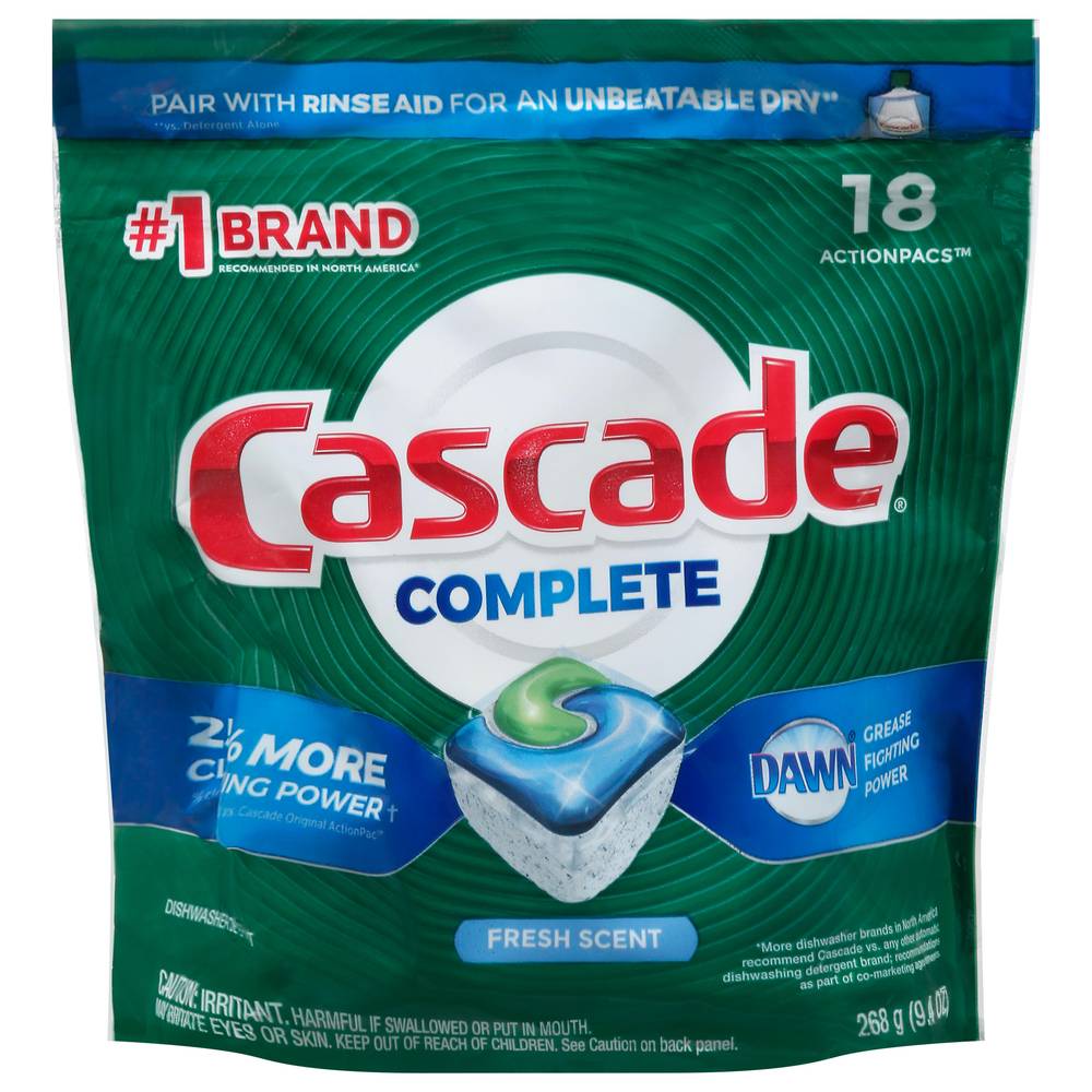 Cascade Complete Actionpacs Fresh Scent Dishwasher Detergent