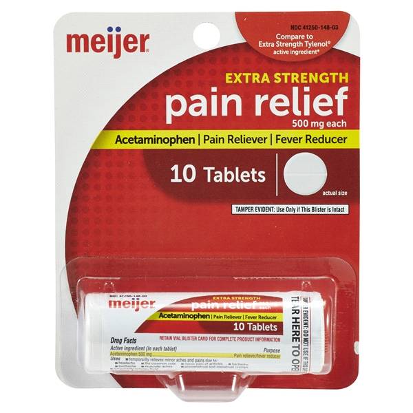 Meijer Pain Relief Acetaminophen 500 mg Tablets, Extra Strength (10 ct)