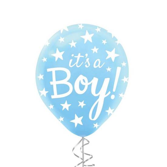 Uninflated 1ct, 12in, Blue It's A Boy Star Gender Reveal Latex Balloon