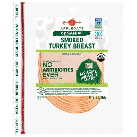 Organic Smoked Turkey Breast Applegate Organics 6 oz