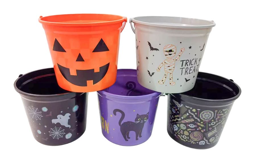 Printed Halloween Pail, 9.45 in, Assorted (5 ct)