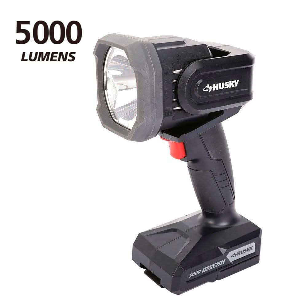 Husky 5000 Lumen Hybrid Power Swivel Rechargeable Spotlight