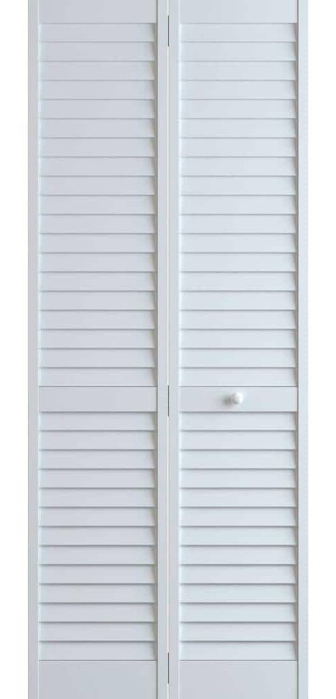 Veranda 24 In. X 80 In. Louver Pine White Plantation Interior Closet Bi-Fold Door