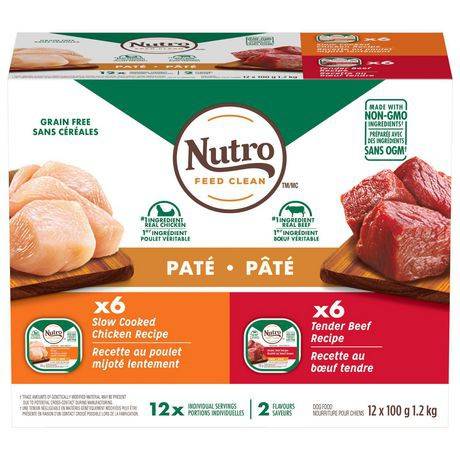 Nutro Tender Beef & Chicken Paté Dog Food (12 x 100 g)