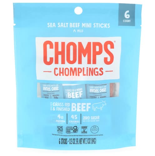 Chomps Sea Salt Chomplings Mini Beef Sticks (6 x 0.5 oz)
