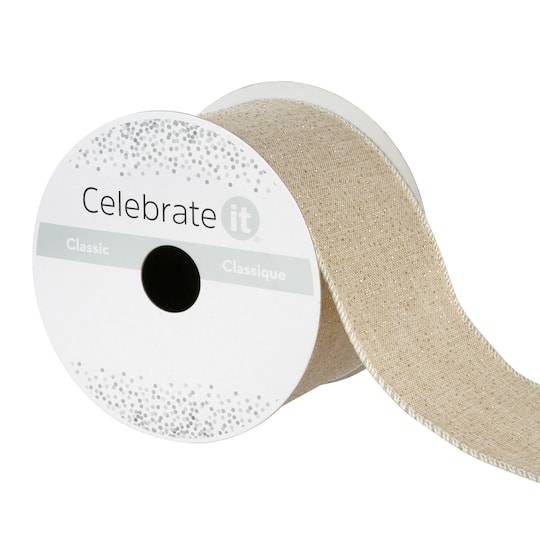 2.5" X 3Yd. Linen Wired Ribbon By Celebrate It Classic