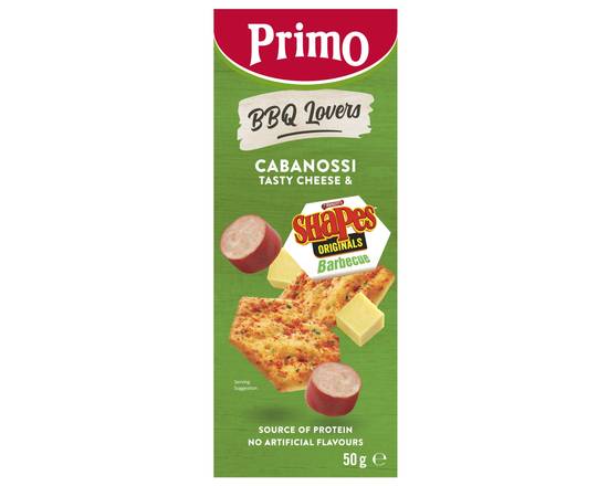 Primo BBQ Lovers with Barbecue Shapes, Cabanossi and Tasty Cheese 50g