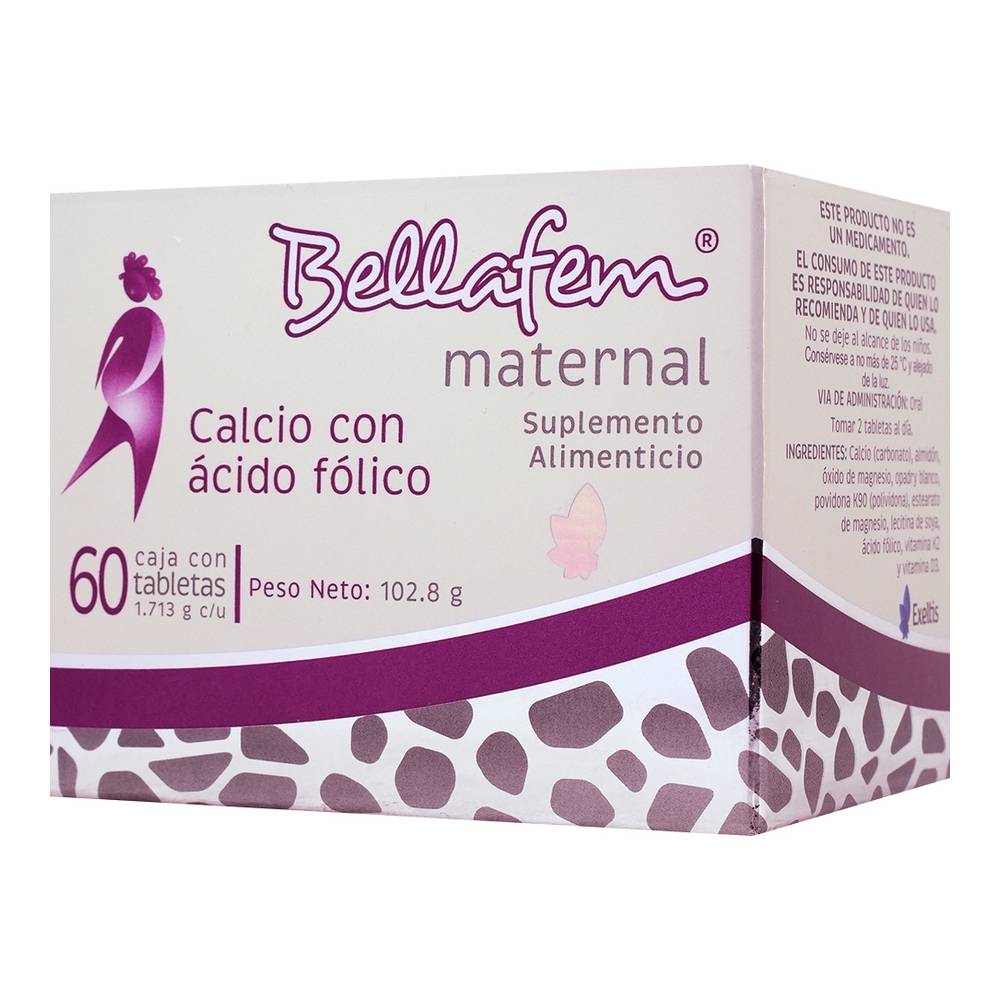 Bellafem calcio con ácido fólico maternal tabletas (60 piezas)