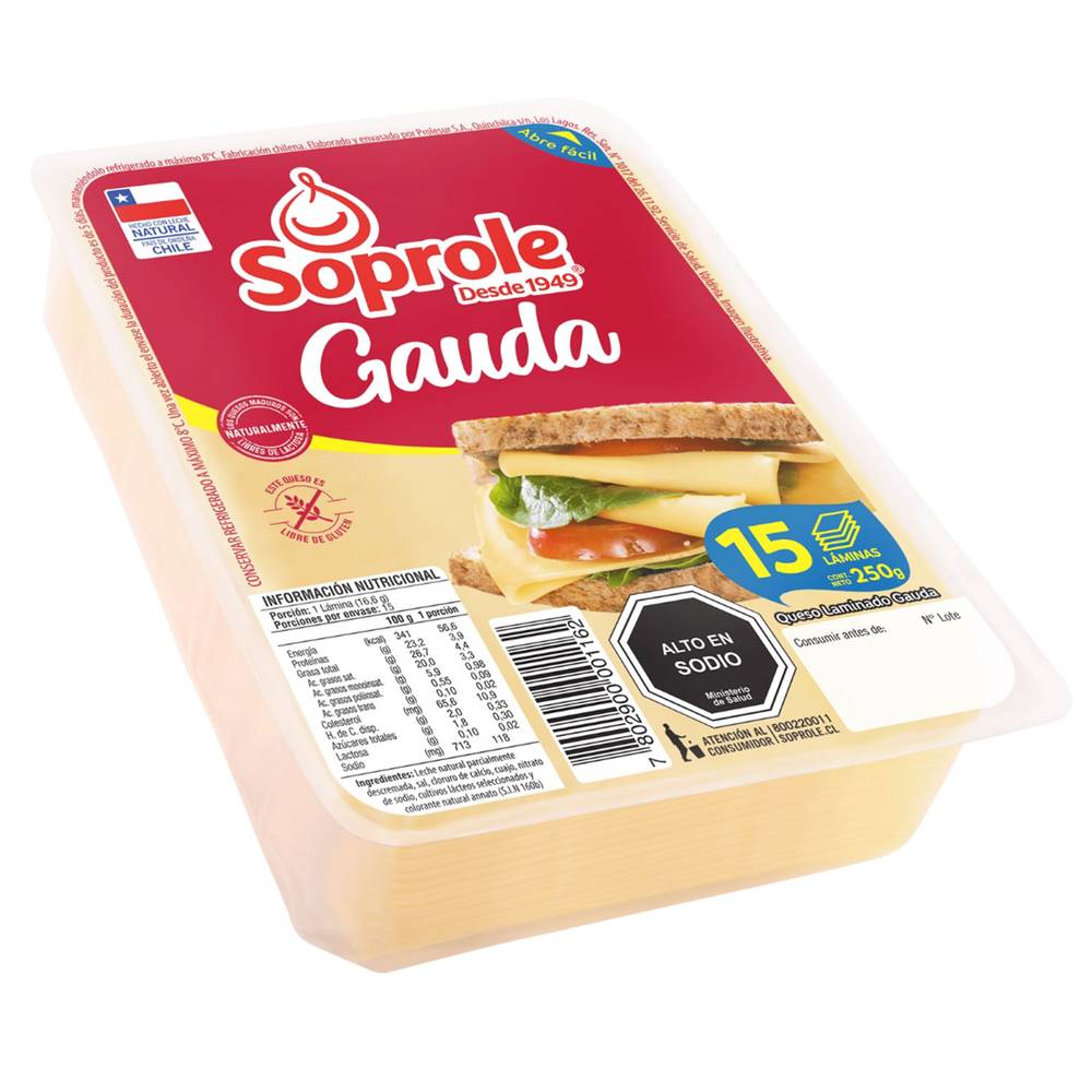 Soprole queso gauda laminado (250 g)