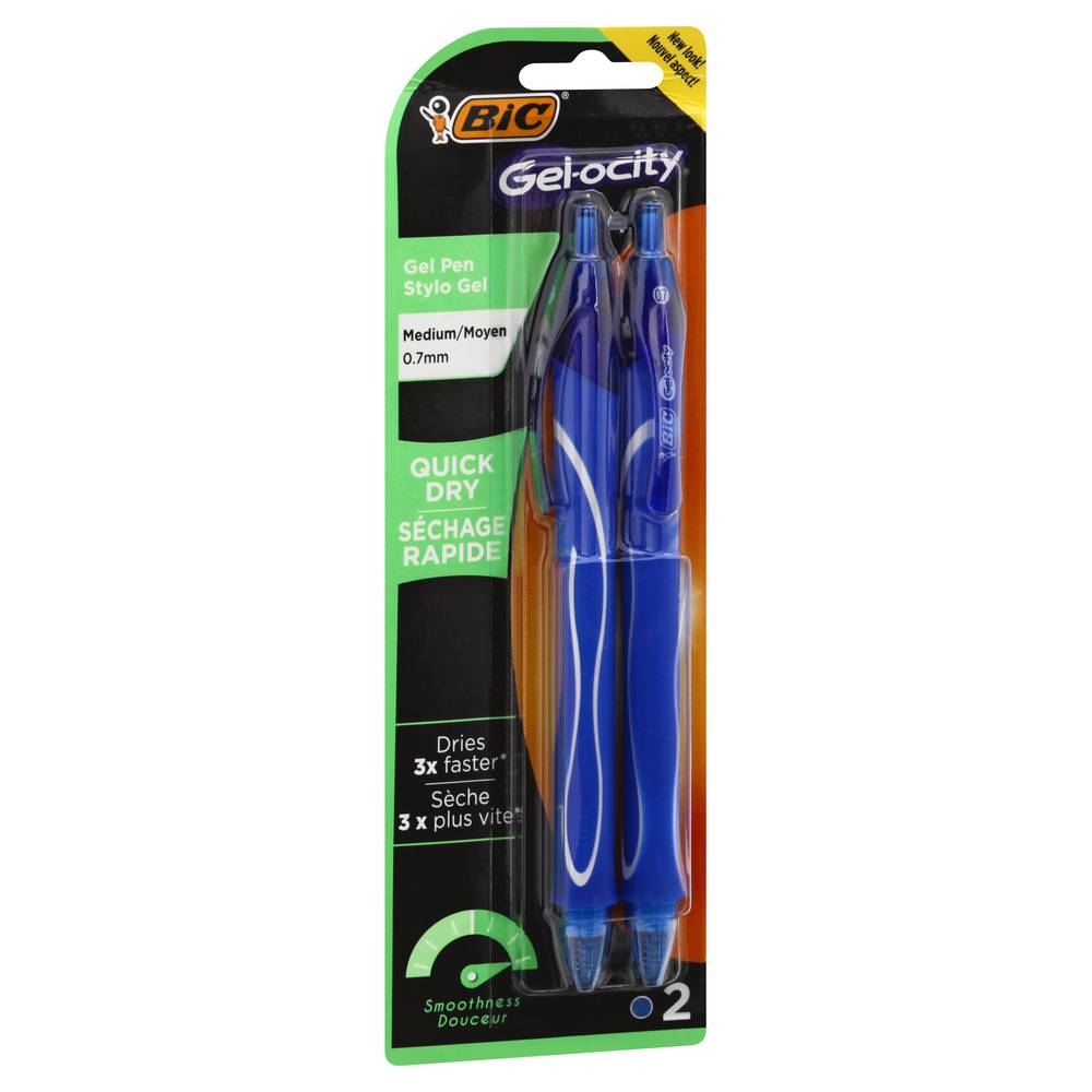 Bic 0.7 mm Gel-Ocity Medium Blue Gel Pens (2 pens)