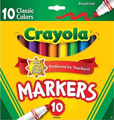 Crayola Kid's Markers, Broad Line, Assorted Colors, 10/Pack (58-7722)