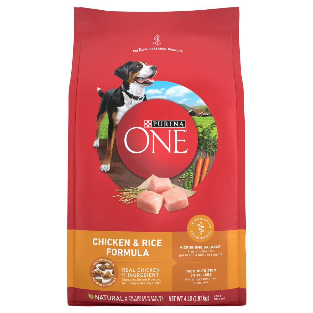 Purina One Adult Chicken & Rice Formula Dog Food (4 lbs)