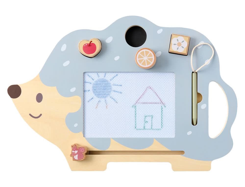 Little Town Wooden Magnetic Drawing Board - Hedgehog