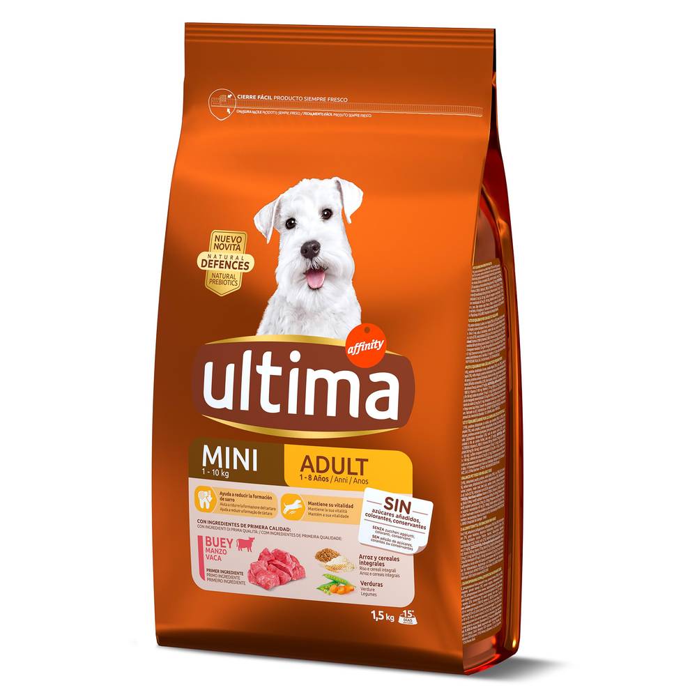 Alimento Para Perros Mini Adulto Con Buey Ultima Bolsa 1.5 Kg