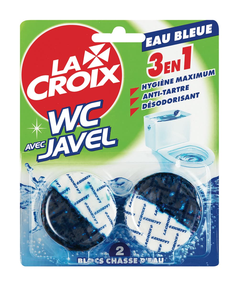 La Croix - Blocs chasse d'eau 3 en 1 désinfectant javel eau bleue (90g)