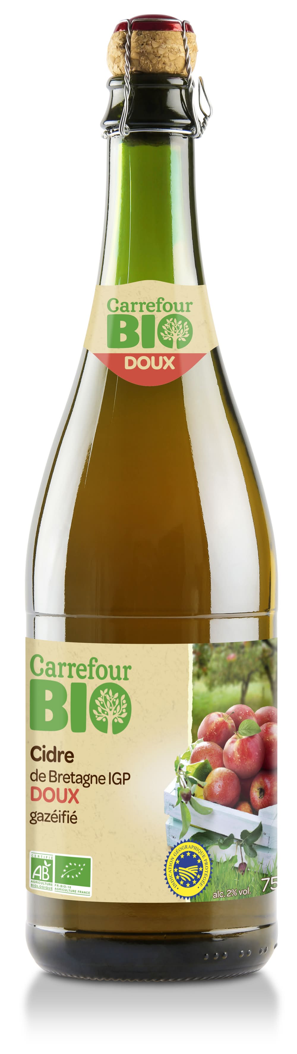 Carrefour Bio - Cidre de bretagne doux igp (750ml)