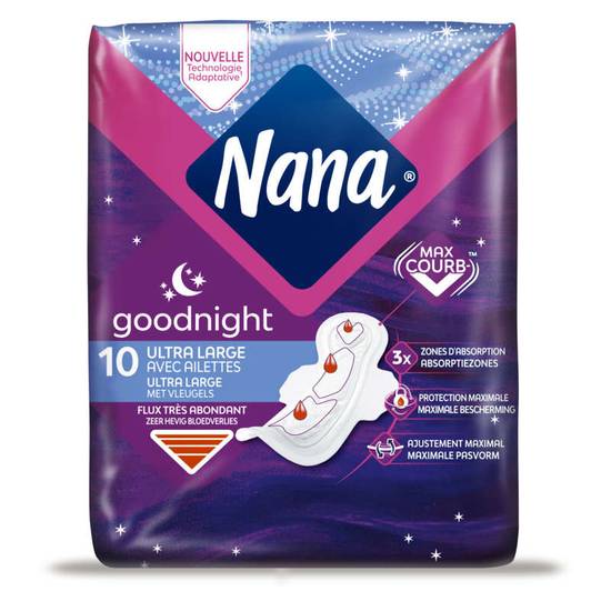 Serviettes Hygiéniques Ultra Goodnight Large x10 NANA