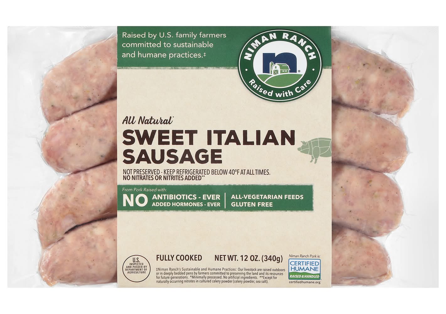 Niman Ranch Pork Sweet Italian Sausage (12 oz)