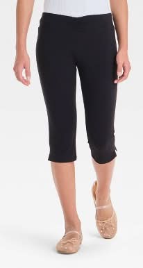 Girls' Capri Leggings - art class™ Black XL: Cotton-Spandex Blend, Midweight Jersey, Slim Fit, Hidden Pocket, Elastic Waistband