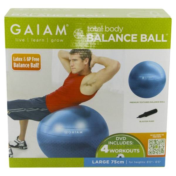Gaiam Total Body Balance Ball Kit with Pump & DVD 75cm