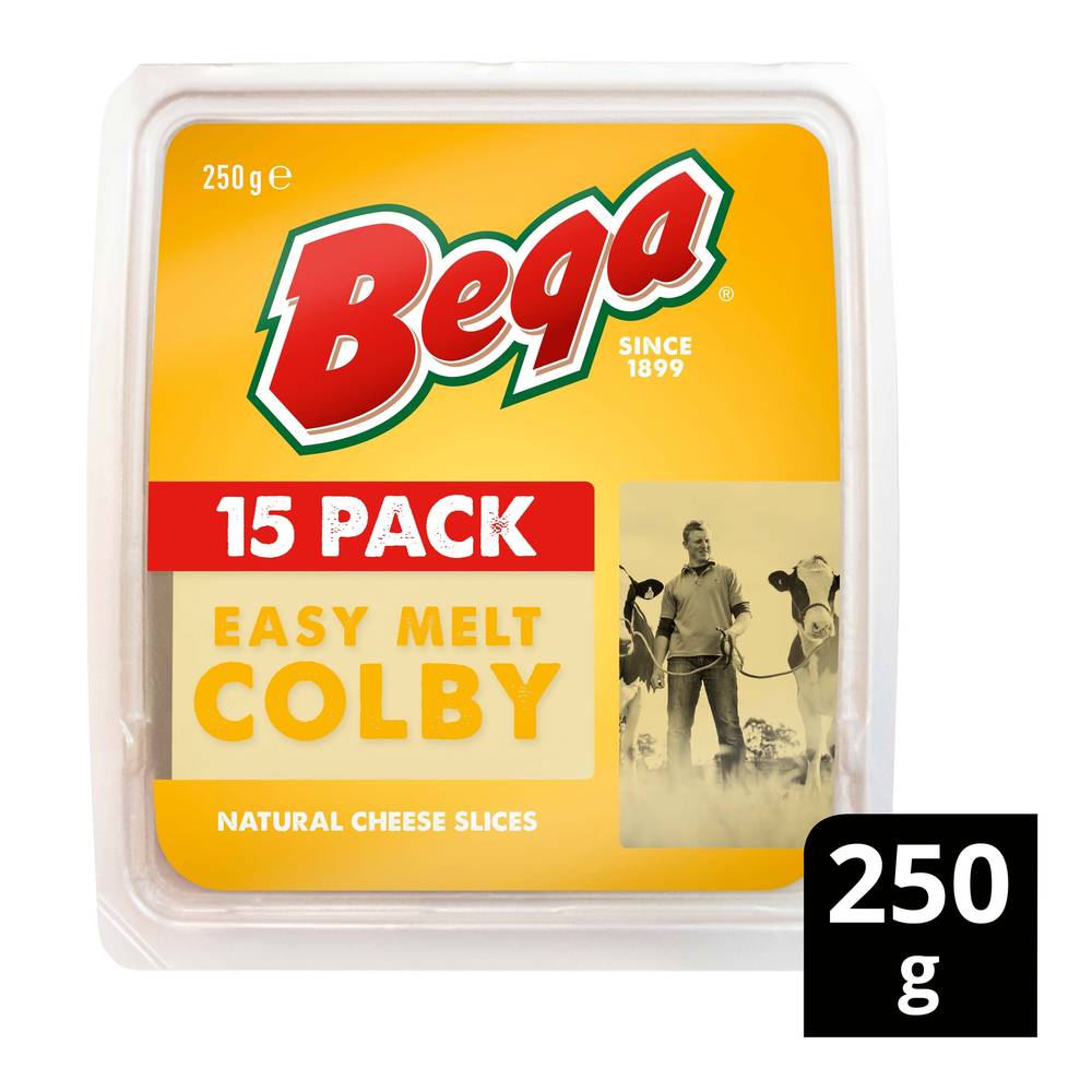 Bega Easy Melt Colby Natural Cheese Slices (250g, 15 pack)