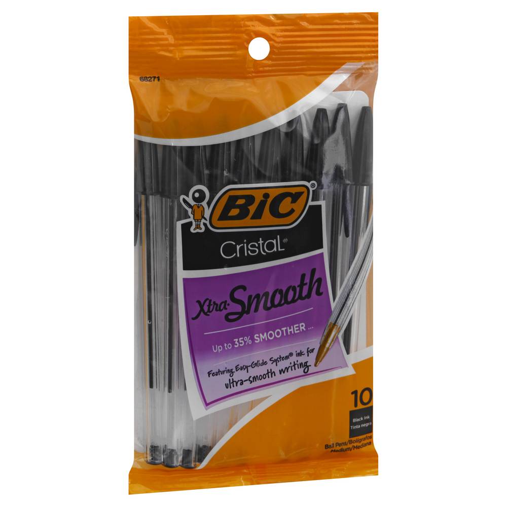 Bic Cristal Xtra Smooth Medium Black Ink Ball Pen (10 ct)