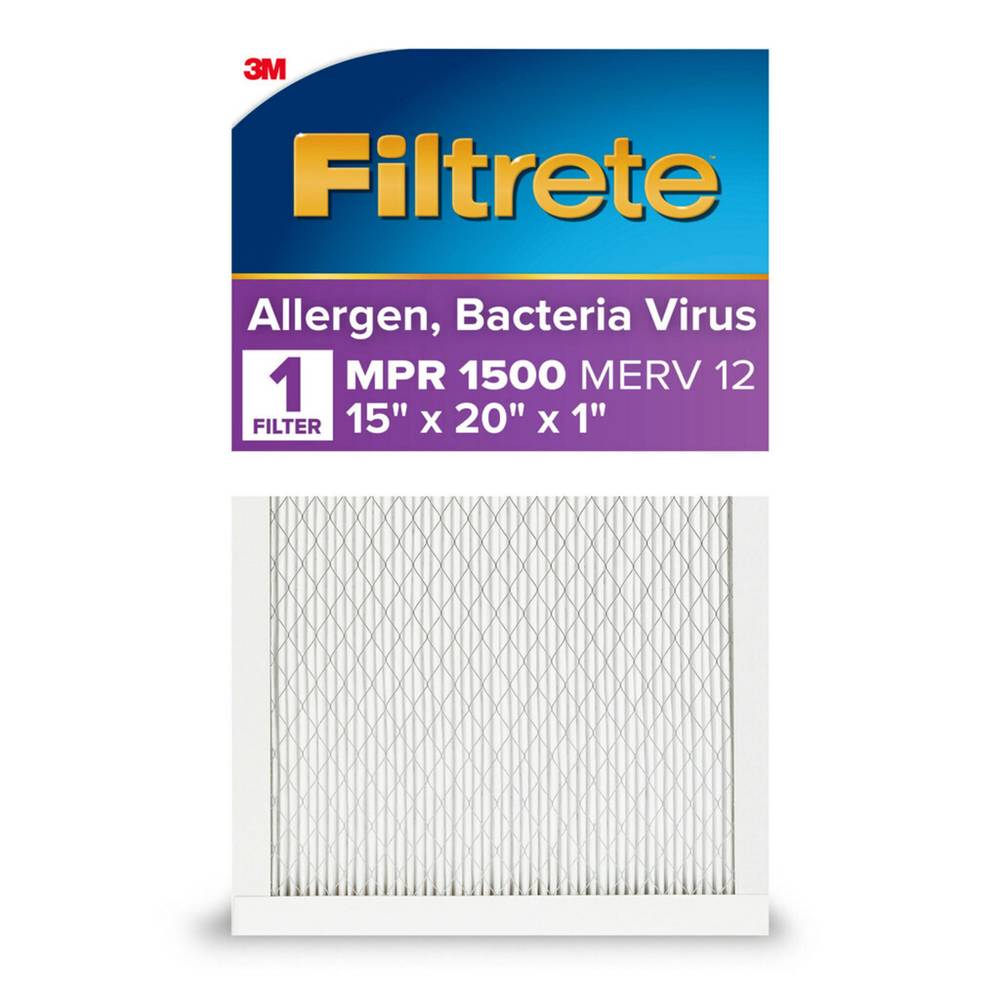 Filtrete 15-in W x 20-in L x 1-in MERV 12 1500 MPR Allergen, Bacteria and Virus Electrostatic Pleated Air Filter | 2006DC-9