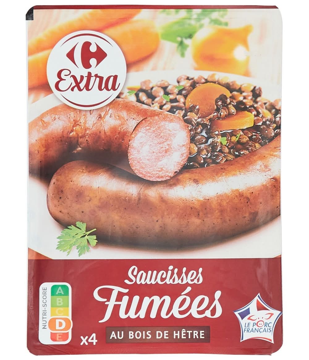 Carrefour Extra - Saucisses fumées au bois de hêtre (4)