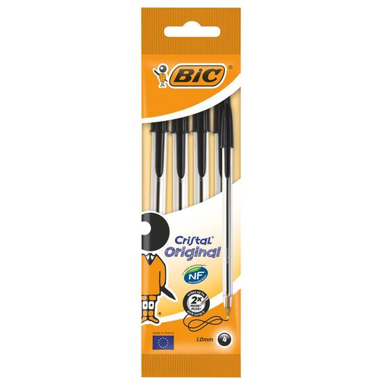 Bic Cristal Black Ball Pens 4pk
