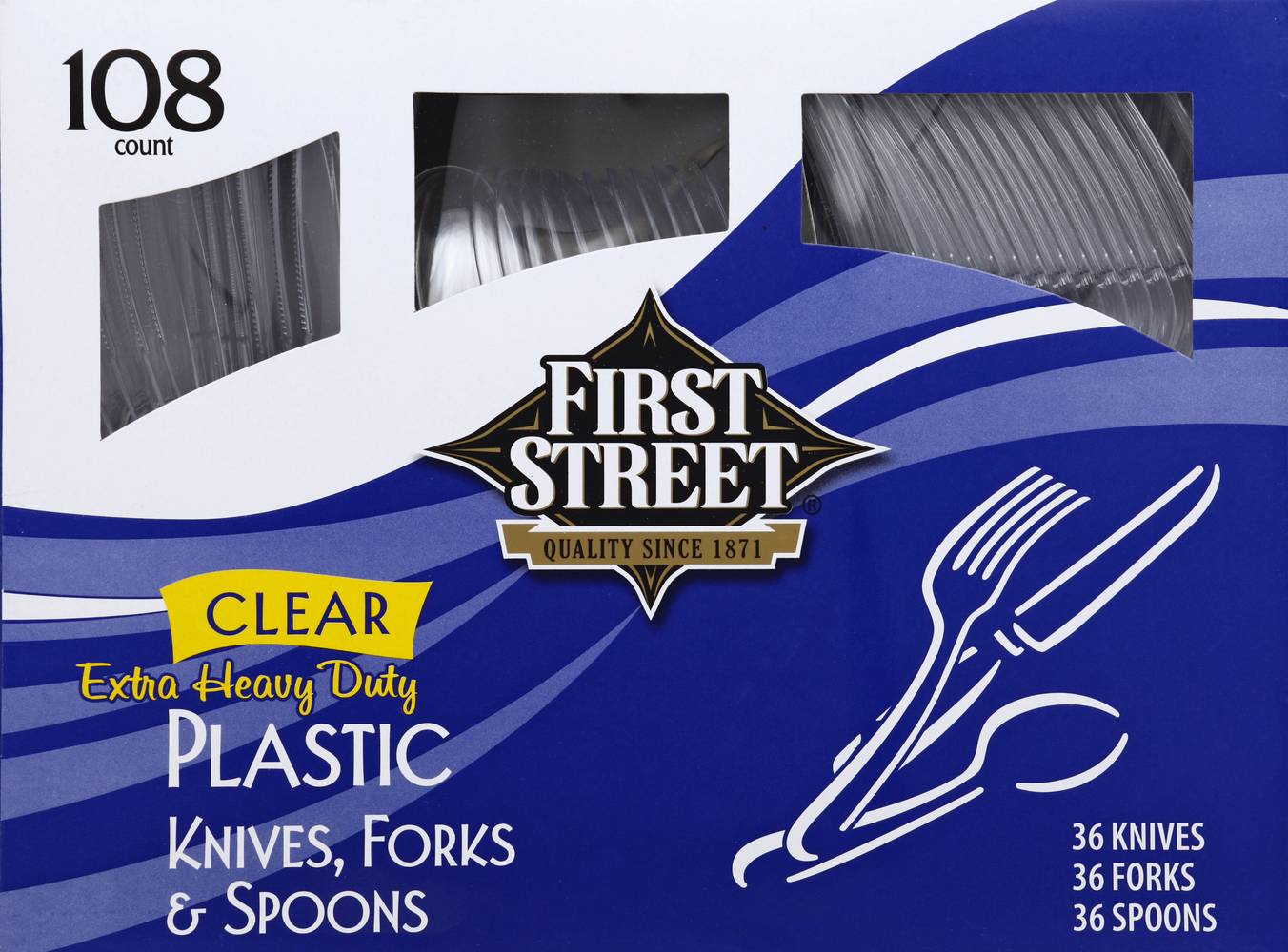 First Street Extra Heavy Duty Clear Plastic Knives Forks & Spoons (108 ct)