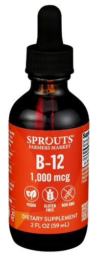 Sprouts Farmers Market B12 Liquid Sublingual Dietary Supplement, Raspberry (2 fl oz)