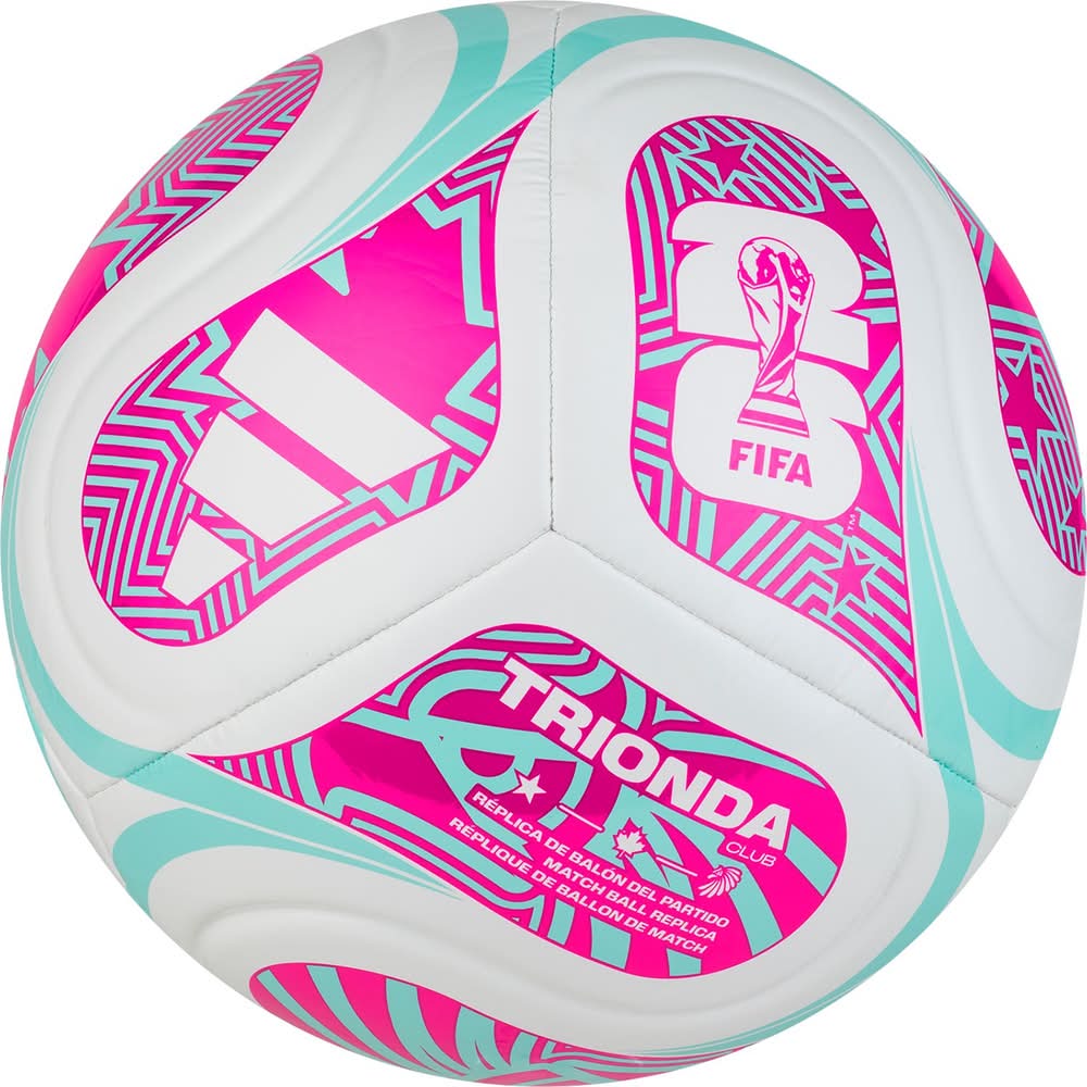 adidas FIFA World Cup 2026 Trionda Club Soccer Ball (White/Pink/Blue, 4)