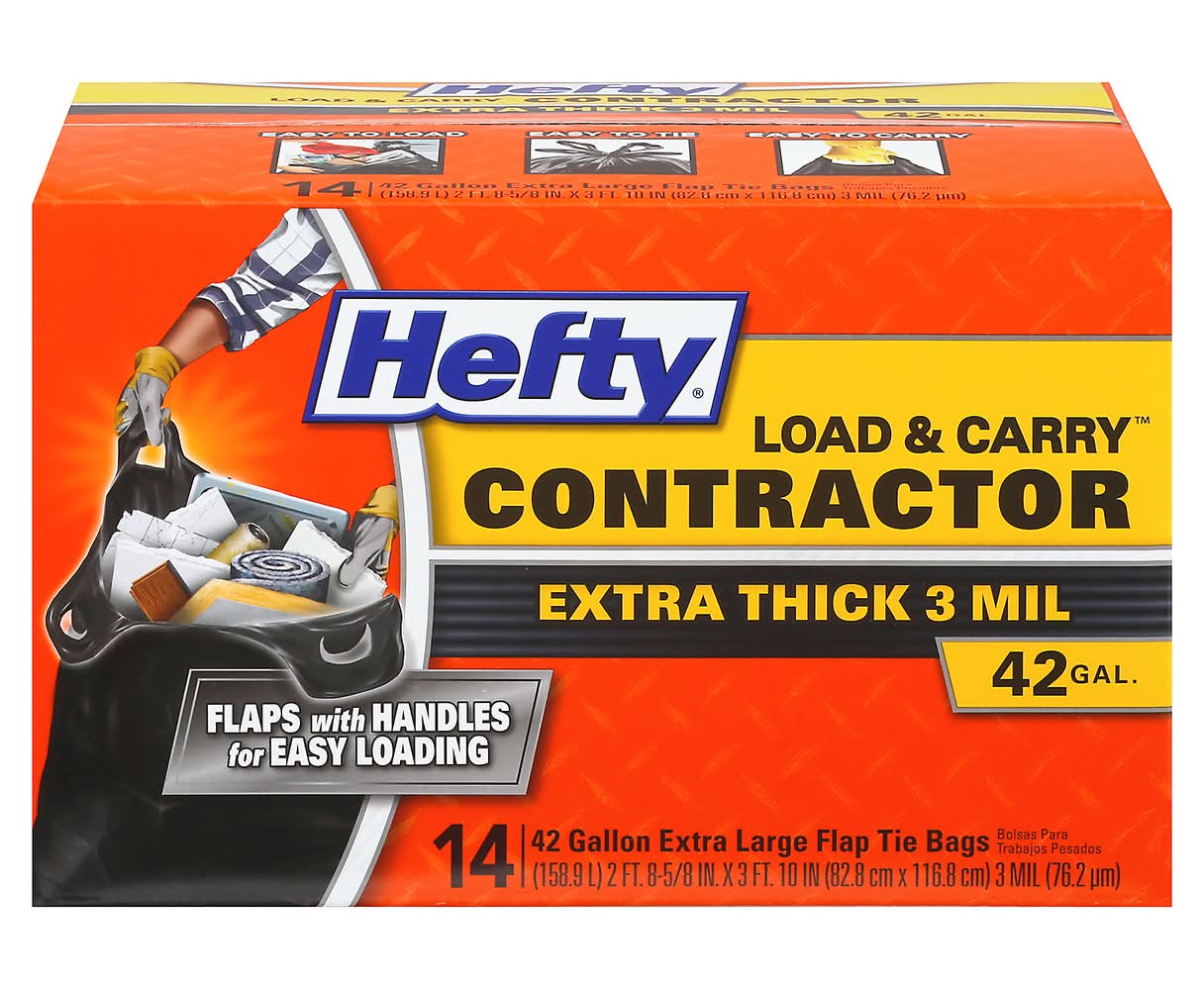 Hefty Load & Carry Contractor Bags 42 Gal, 82.8x116.8 cm (14 ct)