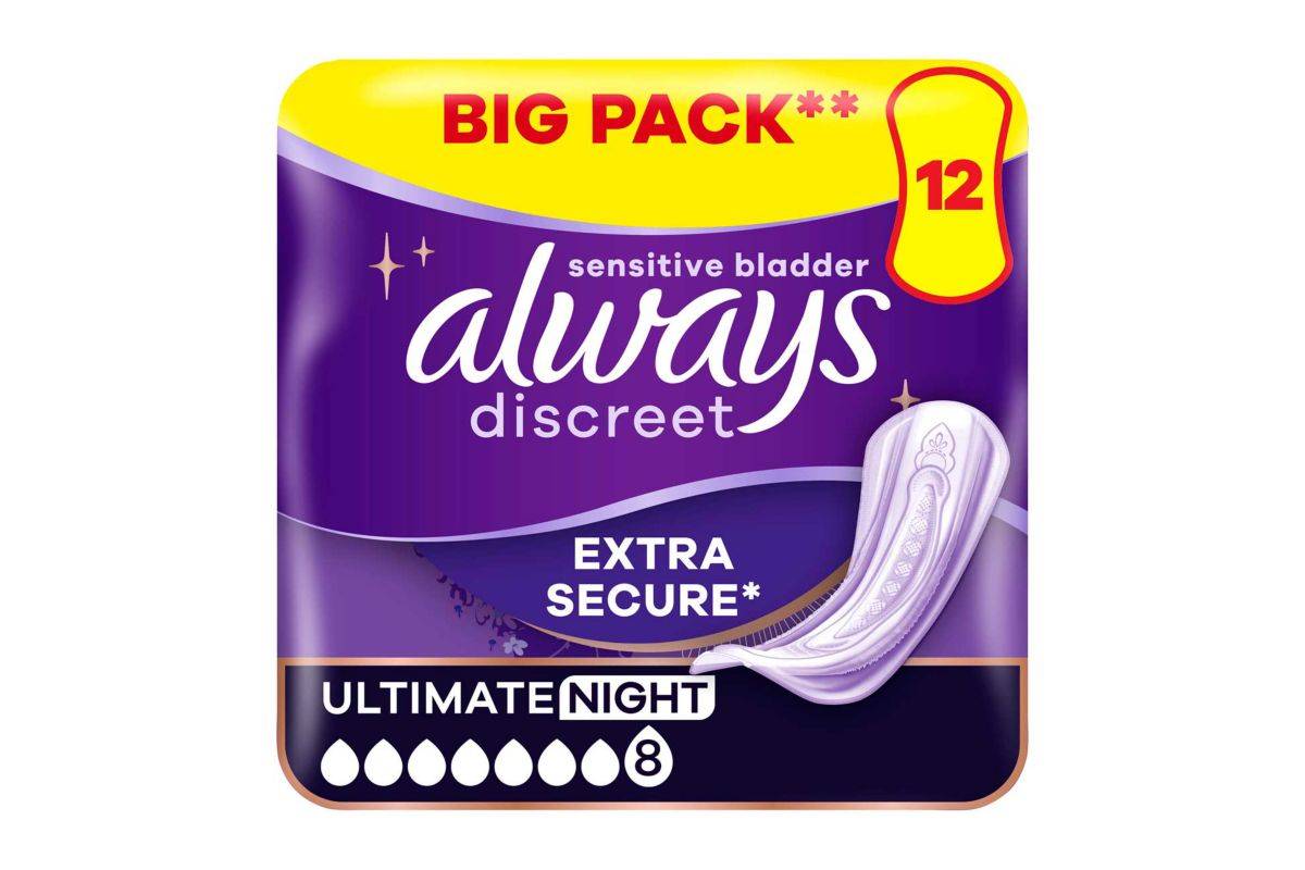 Always Discreet Incontinence Pads Plus Women Ultimate Night x12