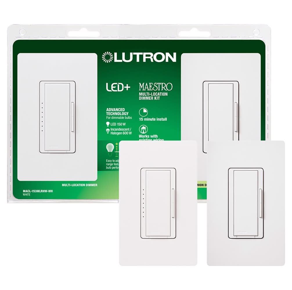 Lutron Maestro White 150 W 3-Way Dimmer Switch 1 Pk