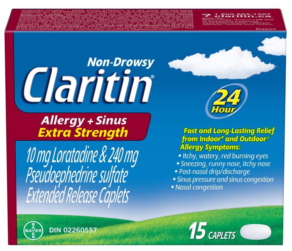 Claritin Allergy & Sinus Extra Strength Caplets 10 mg & 240 mg (20 g)