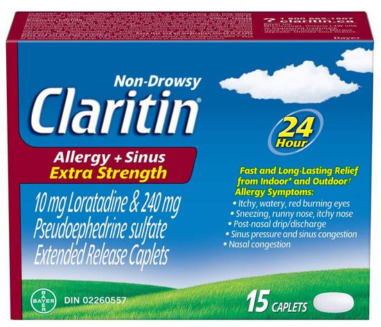 Claritin Allergy & Sinus Extra Strength Caplets 10 mg & 240 mg (15 units)