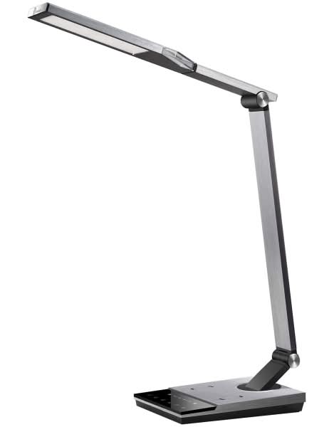 WorkPro™ LED USB Desk Lamp with Wireless Charger and Timer, 17-1/2"H, Brushed Metal/Gray
