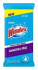Windex Glass & Surface Cleaner Wipes, Crystal Rain Fresh, 25/Pack (314277)